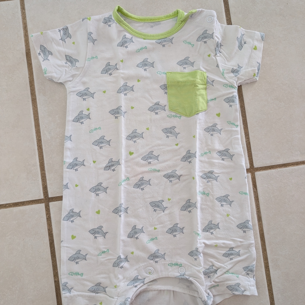 Kids Fish Print Pajamas with Green Accents